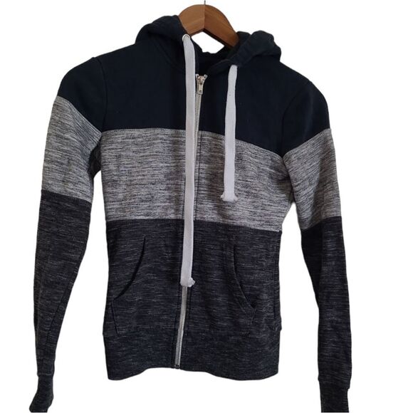 Reflex Tops - womens sweatshirt Reflex zip-up sweater hooded Striped size xs